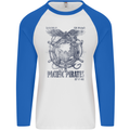 Pacific Pirates Sailing Sailor Boat Mens L/S Baseball T-Shirt White/Royal Blue