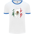 Torn Mexico Flag Mexican Day Football Mens Ringer T-Shirt White/Royal Blue