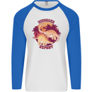 Dinosaur Expert Mens L/S Baseball T-Shirt White/Royal Blue