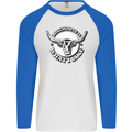 Longhorns is What I Like Cow Cattle Mens L/S Baseball T-Shirt White/Royal Blue