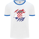 Torn Croatia Flag Croatian Day Football Mens Ringer T-Shirt White/Royal Blue