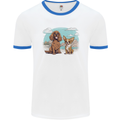 A Chihuahua & Cocker Spaniel Dogs Mens Ringer T-Shirt White/Royal Blue