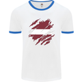 Torn Latvia Flag Latvian Day Football Mens Ringer T-Shirt White/Royal Blue
