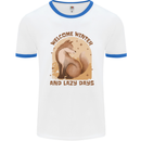 Fox Welcome Winter and Lazy Days Mens Ringer T-Shirt White/Royal Blue