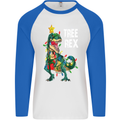 Tree Rex T-Rex Funny Christmas Dinosaur Mens L/S Baseball T-Shirt White/Royal Blue