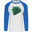 A Polygonal Chameleon Mens L/S Baseball T-Shirt White/Royal Blue
