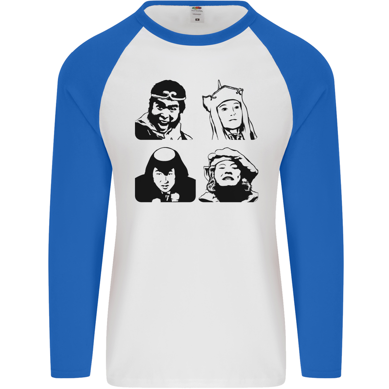 Monkey Magic Japanese Fantasy MMA Mens L/S Baseball T-Shirt White/Royal Blue