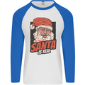 Ask Your Mum If Santa Real Funny Christmas Mens L/S Baseball T-Shirt White/Royal Blue