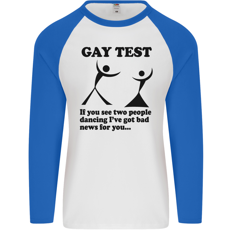 Gay Test Funny LGBT Mens L/S Baseball T-Shirt White/Royal Blue