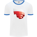 Curled Poland Flag Polish Day Football Mens Ringer T-Shirt White/Royal Blue