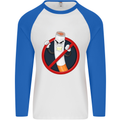 No Smoking Give Up Anti Smoker Mens L/S Baseball T-Shirt White/Royal Blue