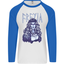 Freyja Norse Goddess Viking Valhalla Mens L/S Baseball T-Shirt White/Royal Blue