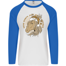 Dear Santa Funny Horse Equestrian Christmas Mens L/S Baseball T-Shirt White/Royal Blue