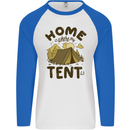 Home is Where My Tent is Funny Camping Mens L/S Baseball T-Shirt White/Royal Blue