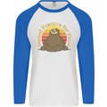 Sloth Tested Positive For Tired Funny Lazy Mens L/S Baseball T-Shirt White/Royal Blue