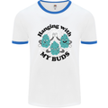 Weed Hanging With My Buds Cannabis Funny Mens Ringer T-Shirt White/Royal Blue