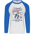 Extreme Snowboarding Snowboard Mens L/S Baseball T-Shirt White/Royal Blue