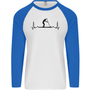 Paddleboarding ECG Paddleboard Pulse Mens L/S Baseball T-Shirt White/Royal Blue