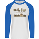 Photography Camera Evolution Photographer Mens L/S Baseball T-Shirt White/Royal Blue