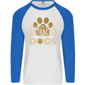 Easily Distracted By Dogs Funny ADHD Mens L/S Baseball T-Shirt White/Royal Blue