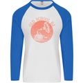 Old School DJ Gramaphone DJing Music Mens L/S Baseball T-Shirt White/Royal Blue