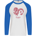 Chinese Zodiac Shengxiao Year of the Dragon Mens L/S Baseball T-Shirt White/Royal Blue