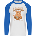Anatomy of a Grizzly Bear Mens L/S Baseball T-Shirt White/Royal Blue