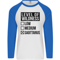 Levels of Wildness Sagittarius Mens L/S Baseball T-Shirt White/Royal Blue