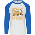 I Want to Be a Mechanic Like My Daddy Mens L/S Baseball T-Shirt White/Royal Blue