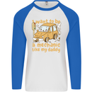 I Want to Be a Mechanic Like My Daddy Mens L/S Baseball T-Shirt White/Royal Blue
