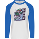 Sushi Dragon Mens L/S Baseball T-Shirt White/Royal Blue
