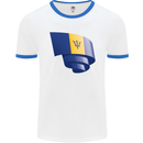 Curled Barbados Flag Barbadians Day Football Mens Ringer T-Shirt White/Royal Blue
