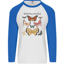 Rhopalocera Butterfies Butterfly Mens L/S Baseball T-Shirt White/Royal Blue