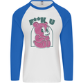 Offensive Teddy Bear F#uck You Funny Mens L/S Baseball T-Shirt White/Royal Blue