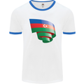 Curled Azerbaijan Flag Azerbaijani Day Football Mens Ringer T-Shirt White/Royal Blue