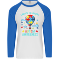 Autism Awareness Embrace Amazing Autistic Mens L/S Baseball T-Shirt White/Royal Blue