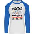 Weekend Forecast Cycling Cyclist Bicycle Mens L/S Baseball T-Shirt White/Royal Blue