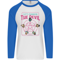 Let's Summon the Devil Ouija Board Demons Mens L/S Baseball T-Shirt White/Royal Blue