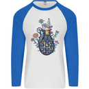 Peace Grenade Anti-War Pacifist World Hippy Mens L/S Baseball T-Shirt White/Royal Blue