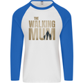 The Walking Mum Funny Mothers Day Mummy Mens L/S Baseball T-Shirt White/Royal Blue