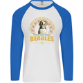 A Beagle Dog Mens L/S Baseball T-Shirt White/Royal Blue
