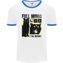 Full Moon Feral Instinct Black Cat Halloween Mens Ringer T-Shirt White/Royal Blue