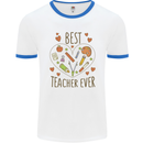 Best Teacher Ever Teaching Maths English Science Mens Ringer T-Shirt White/Royal Blue