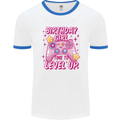 Birthday Girl Level Up Gaming Gamer 6th 7th 8th Mens Ringer T-Shirt White/Royal Blue