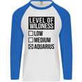 Levels of Wildness Aquarius Mens L/S Baseball T-Shirt White/Royal Blue