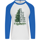Into the Forest Outdoors Trekking Hiking Mens L/S Baseball T-Shirt White/Royal Blue