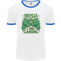 Irish I Was Gaming St Patricks Day Gamer Mens Ringer T-Shirt White/Royal Blue