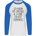 Christmas a Home for Every Shelter Dog Mens L/S Baseball T-Shirt White/Royal Blue