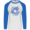 Torn Somalia Flag Somalian Day Football Mens L/S Baseball T-Shirt White/Royal Blue