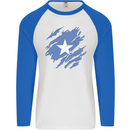 Torn Somalia Flag Somalian Day Football Mens L/S Baseball T-Shirt White/Royal Blue